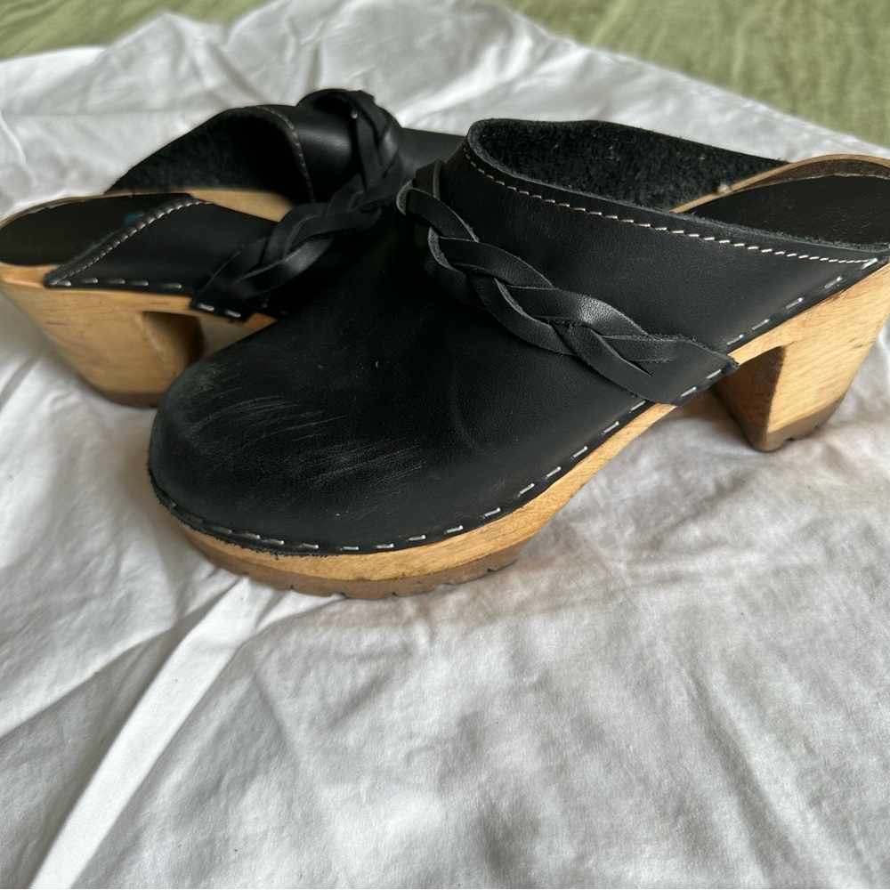 Swedish clogs black leather
